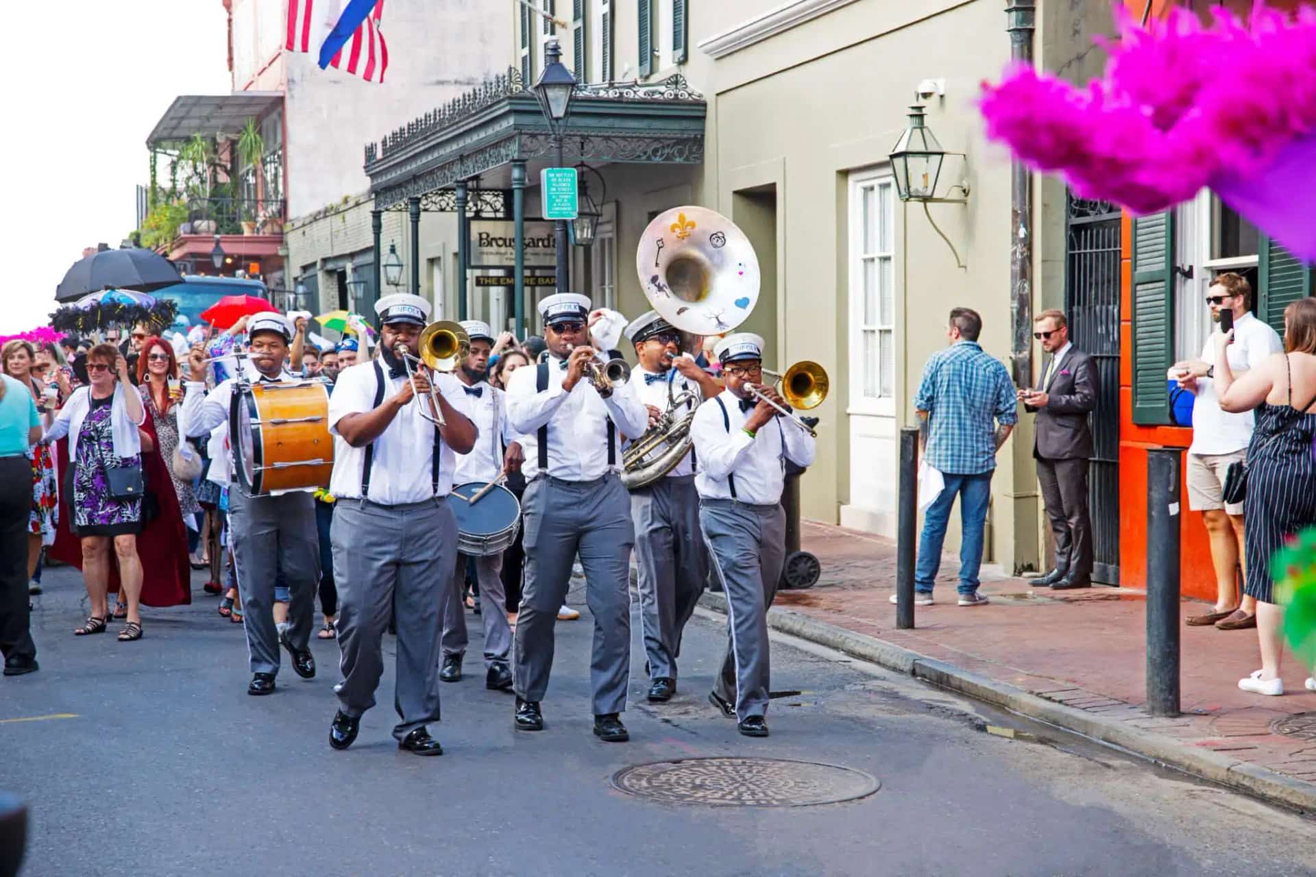 Marching band on Bourbon Street in New Orleans