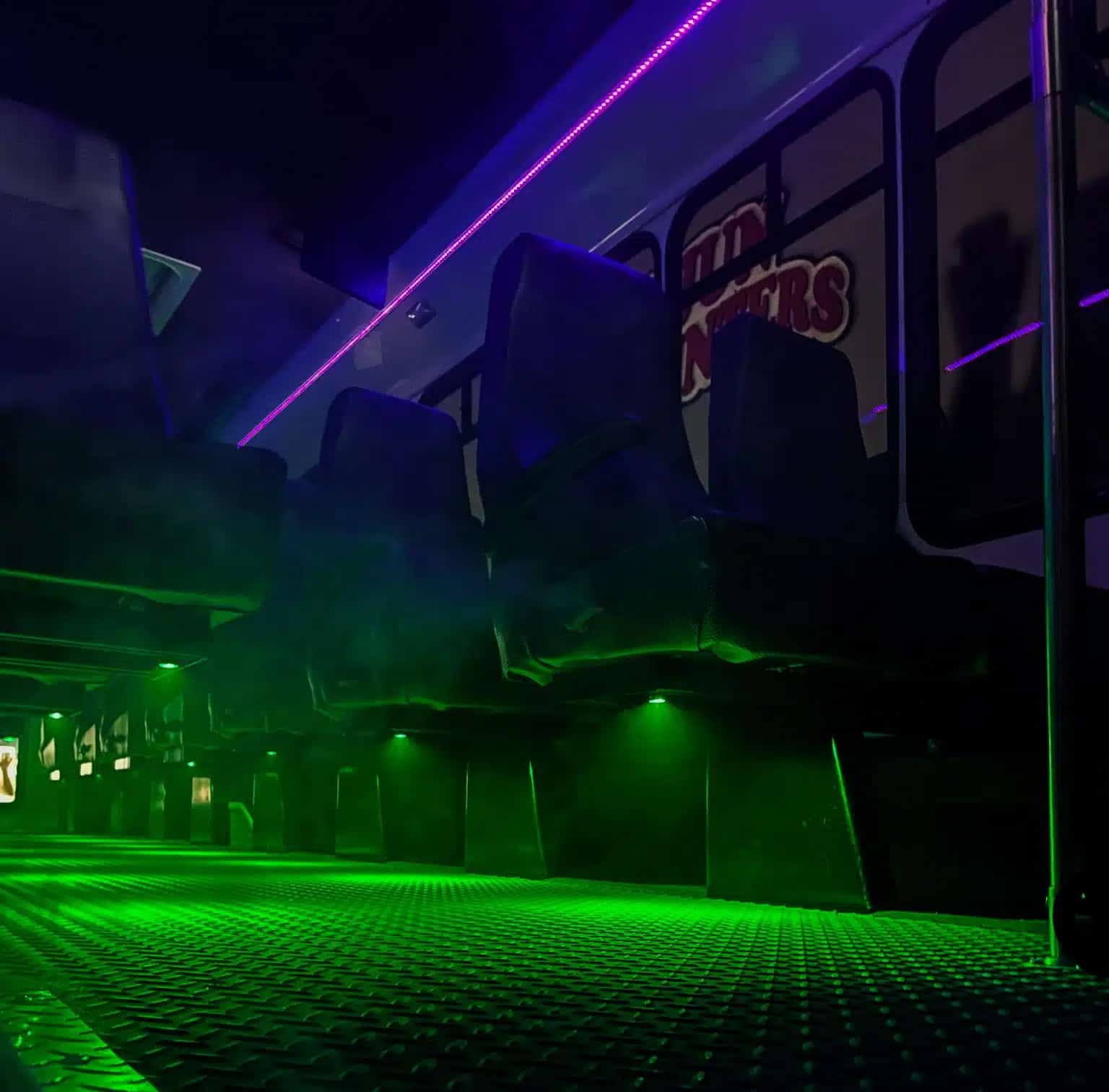 Ghost bus tour New Orleans - themed bus interior with custom lighting