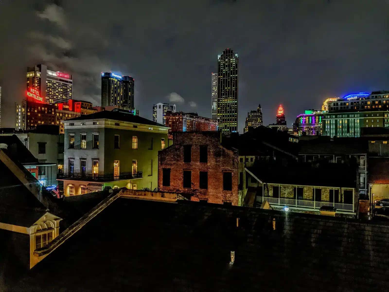 French Quarter street at night in New Orleans