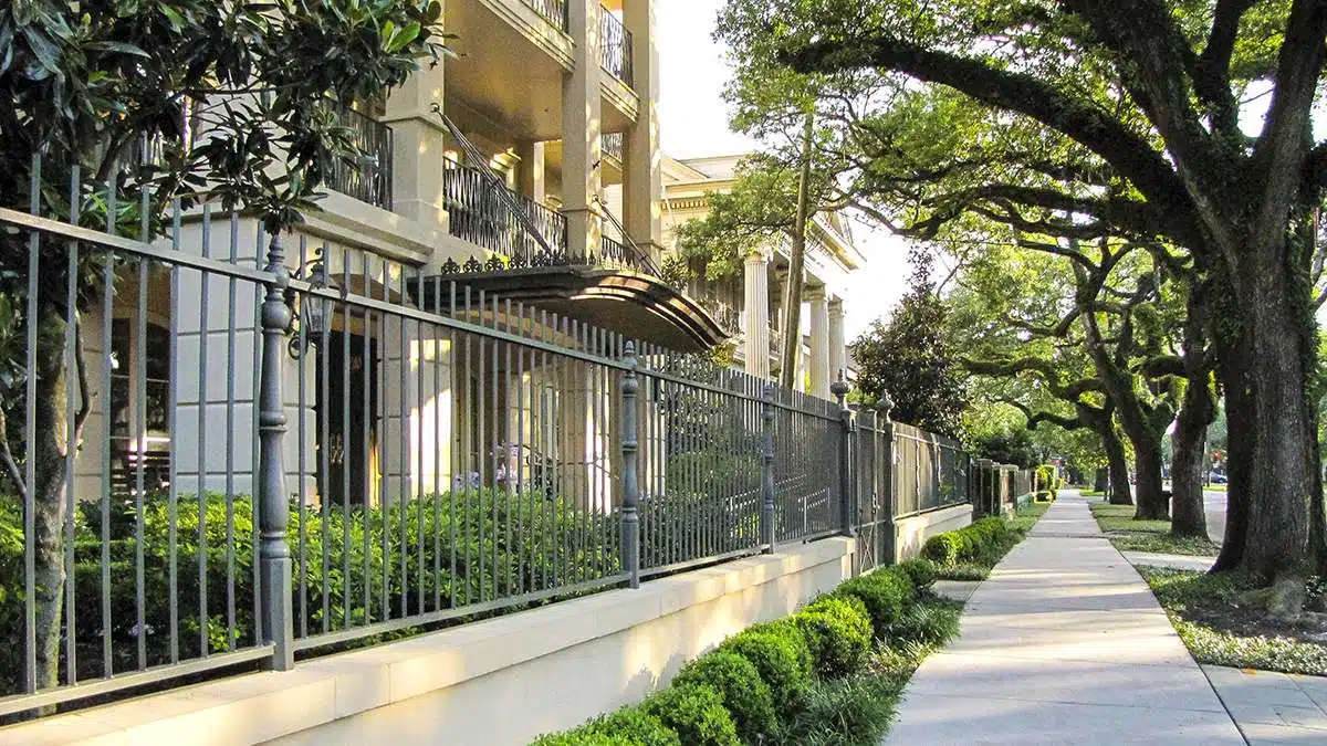 Garden District street and historic homes in New Orleans