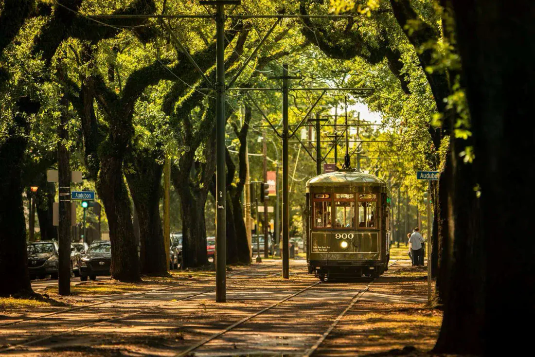 St. Charles streetcar near the New Orleans Garden District