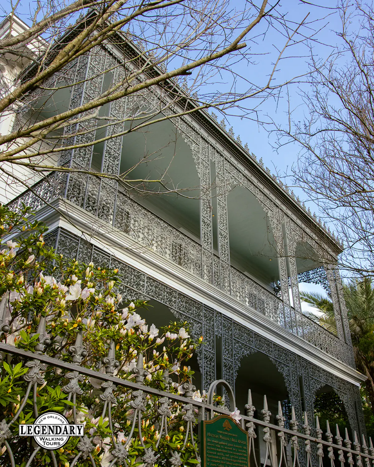 Italianate galleries and ironwork in the Garden District