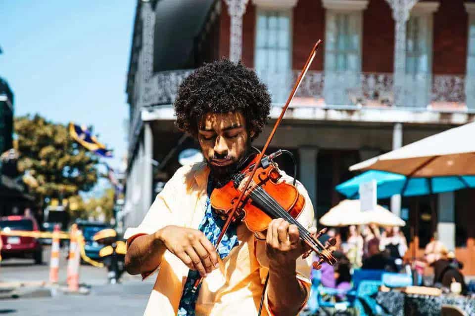 Street musician performing in New Orleans