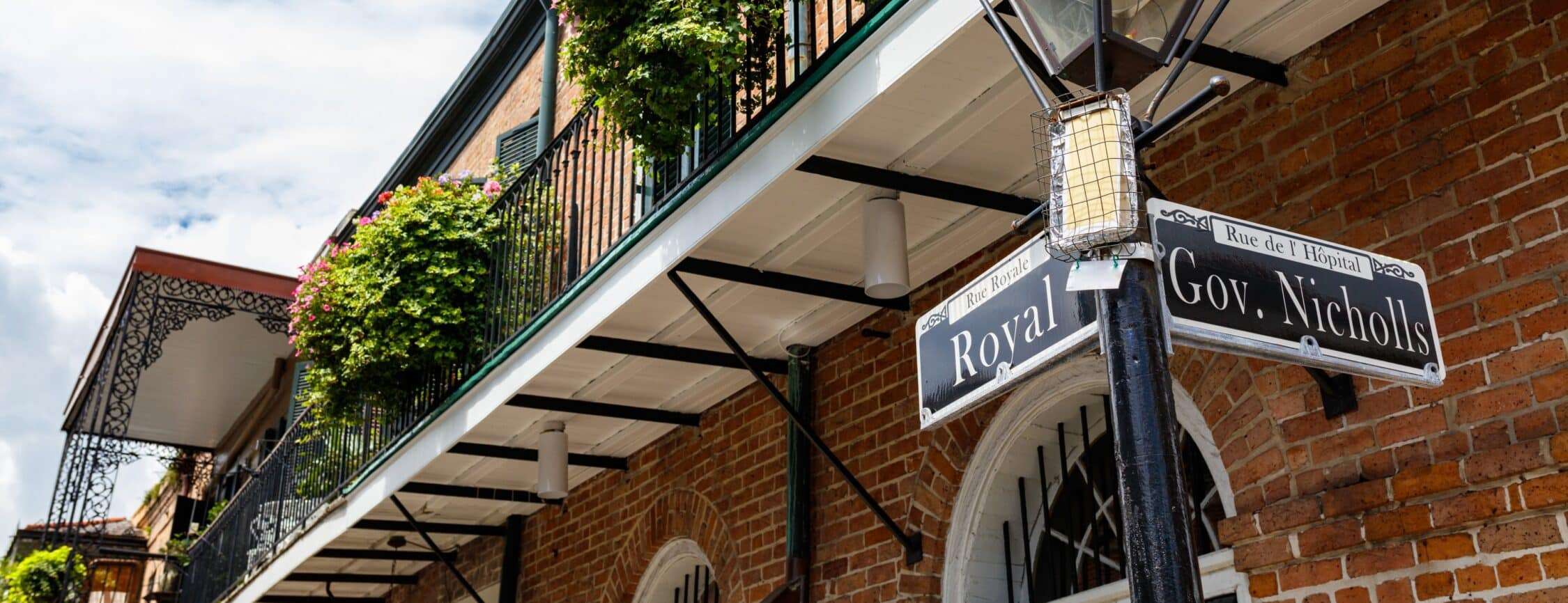 Royal Street sign on a lamp post at an intersection