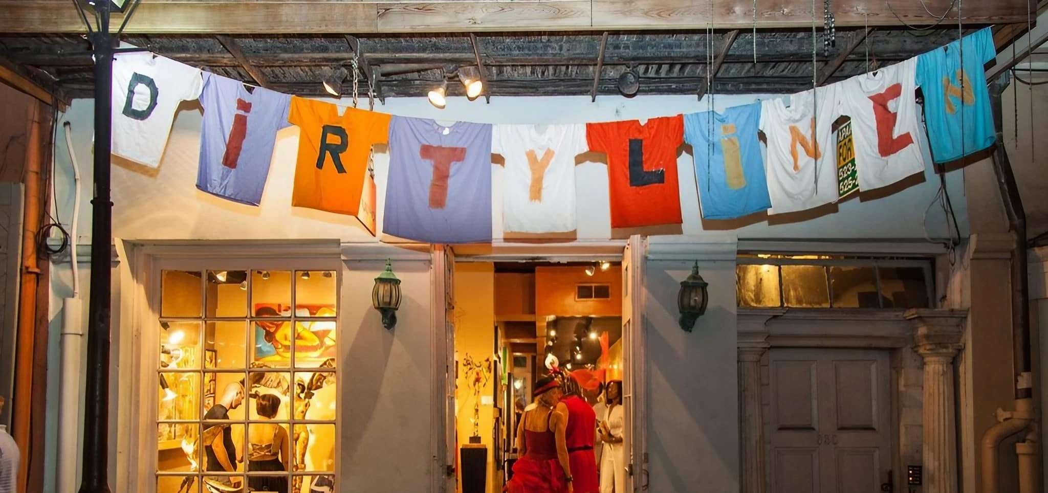 New Orleans attractions dirty linen night banner of t shirts