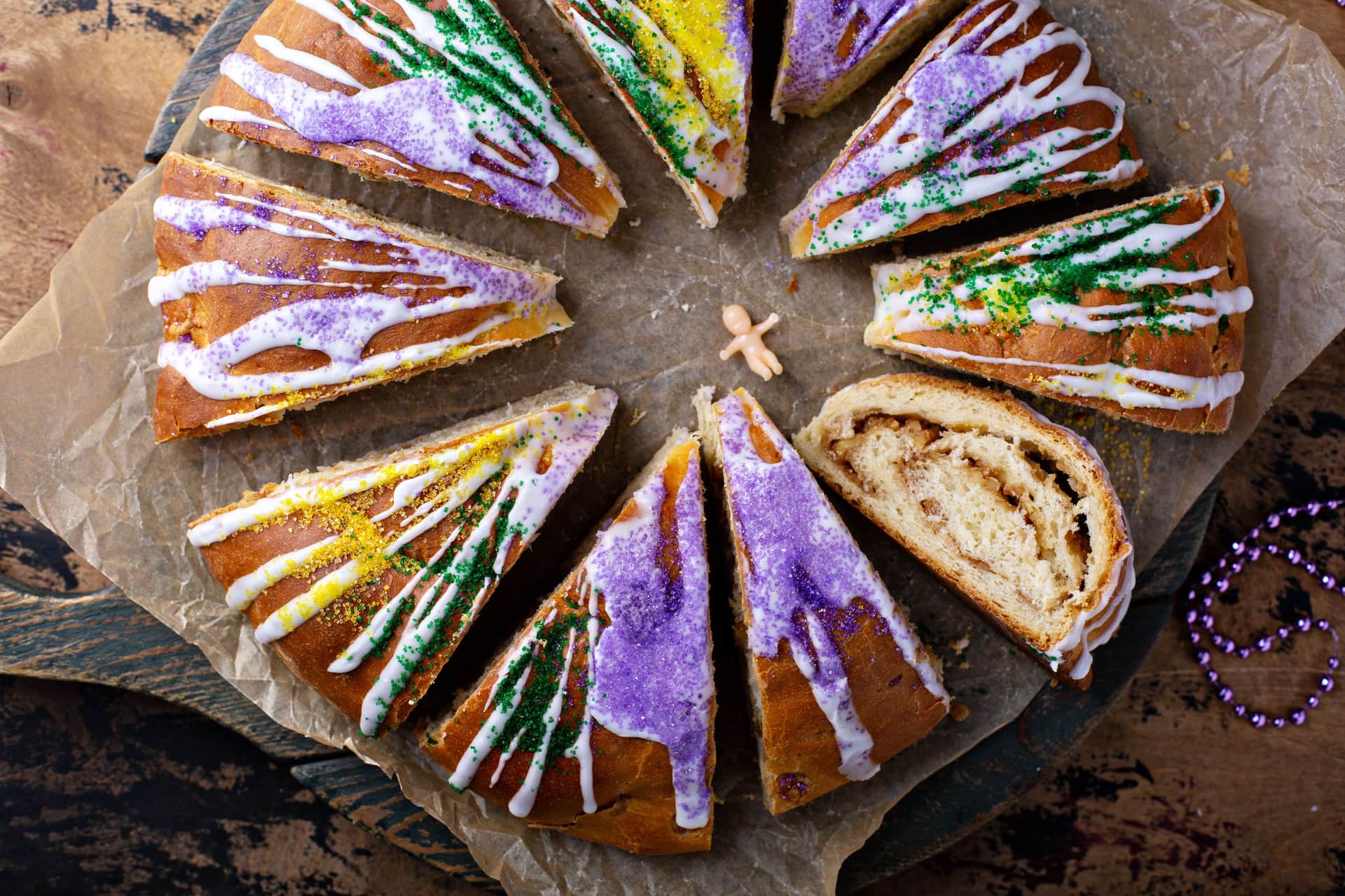 King cake for Mardi Gras in New Orleans